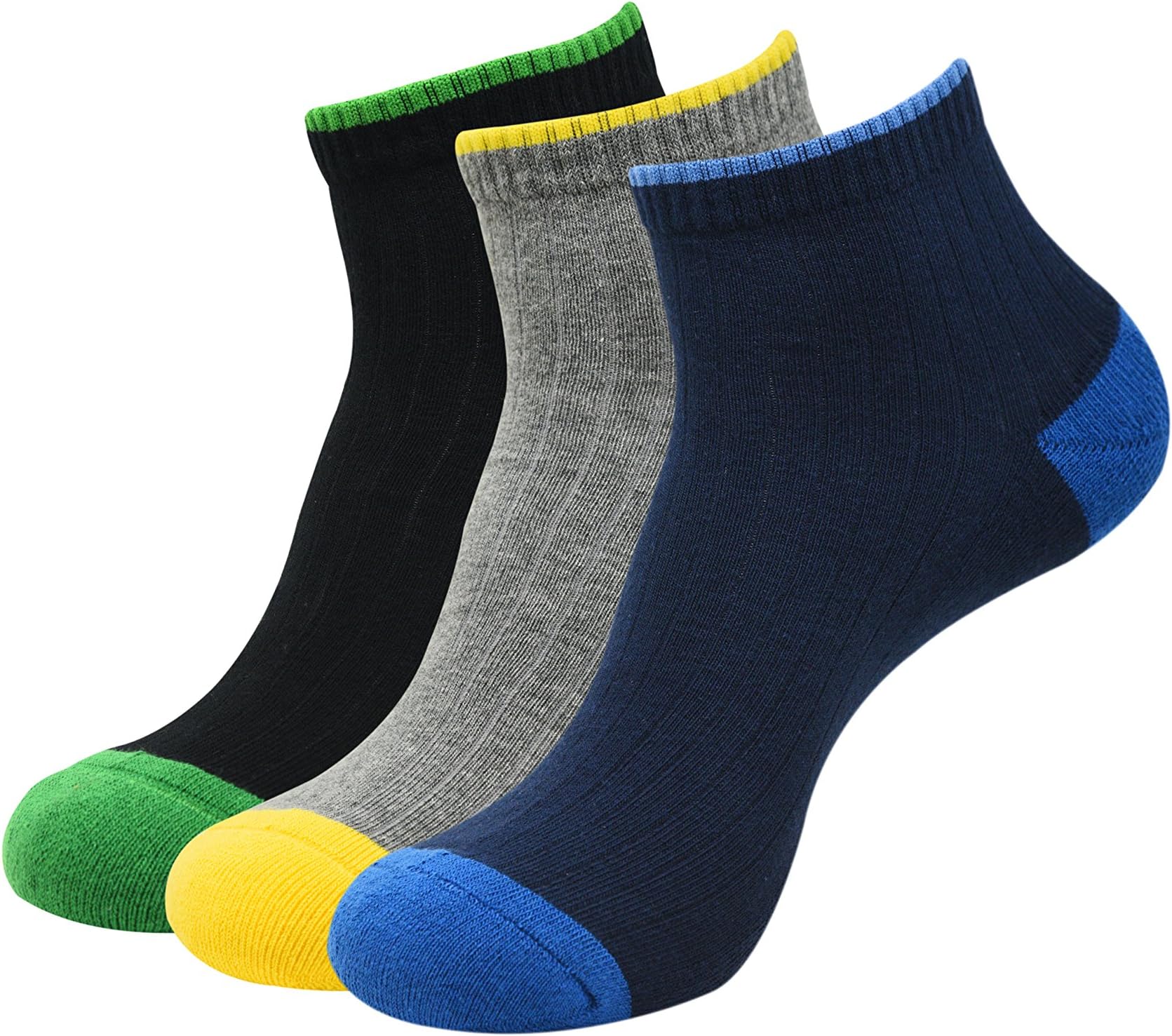 SocksXpress Men’s Cushioned High Ankle Sports Socks (Free Size) Made with 100% Combed Cotton & Spandex– Pack of 3 (Multi Colour)|Terry/Towel Ankle Socks for Men
