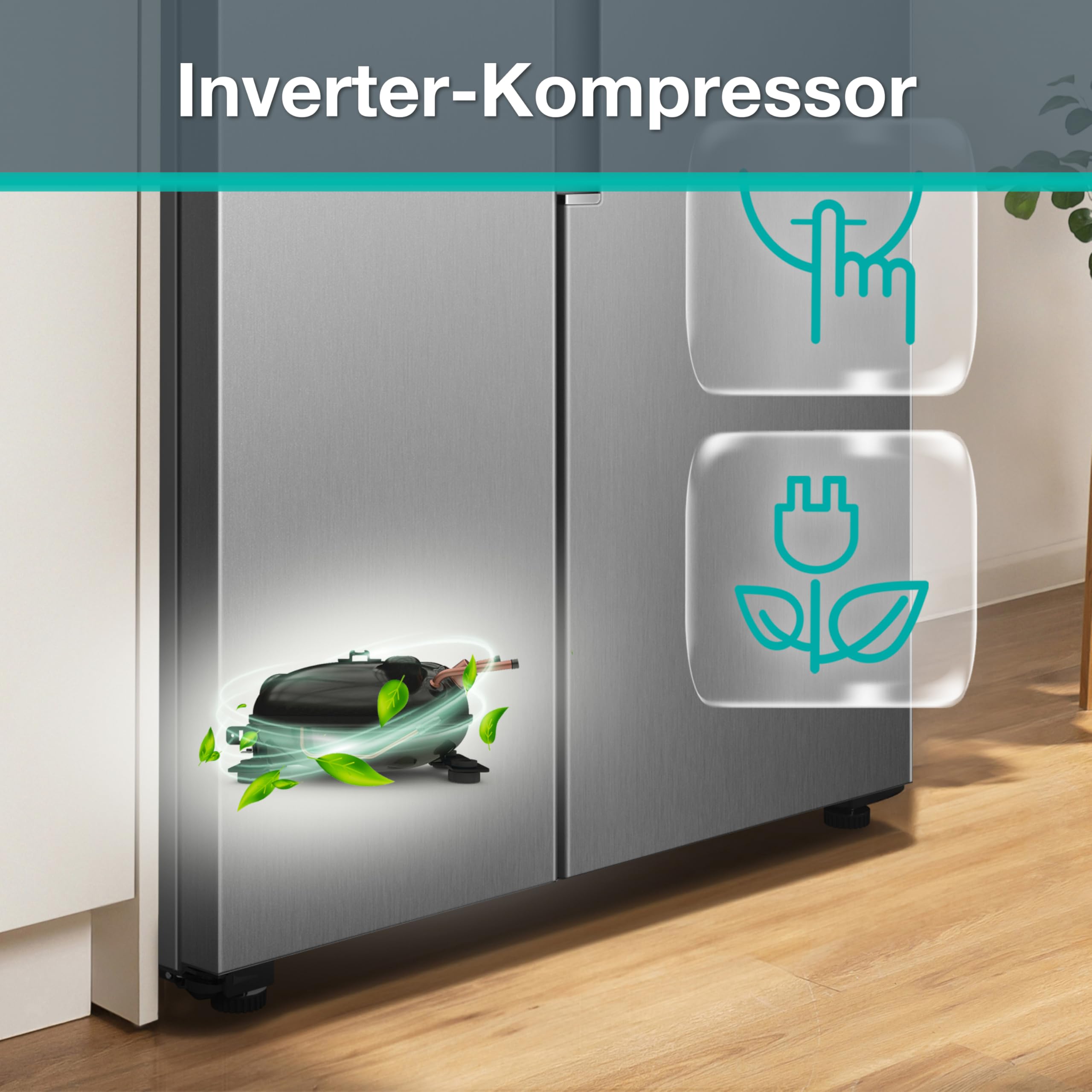 Gorenje NRS917E41XWD Kühl-Gefrierkombination/Freistehend/ 541L/ 39dB/ EEK: E/NoFrost Plus/Wasserspender/Multiflow 360°/ CrispZone/Supercool/FastFreeze/(BxHxT): 91,1 × 178,6 × 61,5 cm/Grau