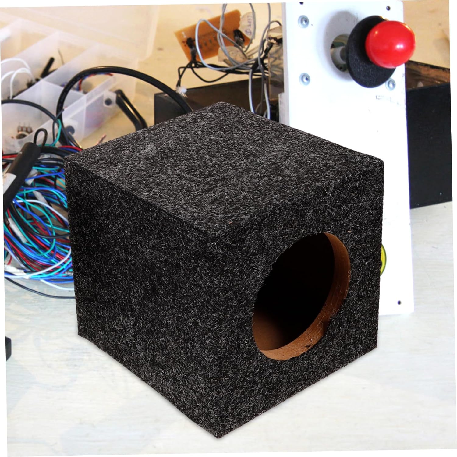 Square Subwoofer Box Enclosure for Car Speakers DIY Audio Refitting Supply Universal Fit Carpeted Speaker Cabinet for Home and Automotive Use