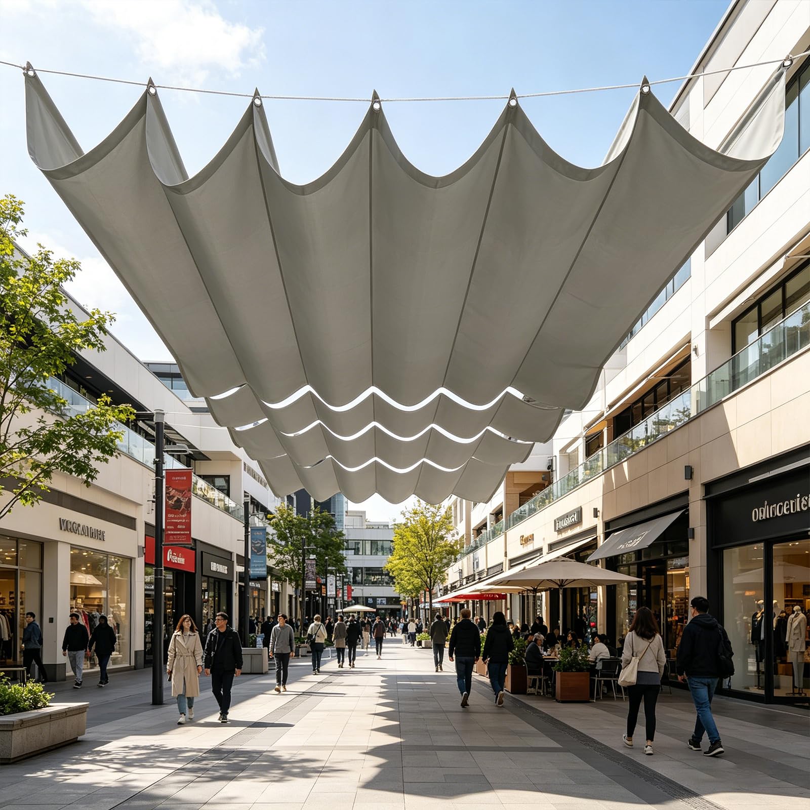 Sonnensegel Einziehbar Welle 2 x 11 m Nach Maß, Sonnenschutz, Wasserdicht, 98% Uv-Schutz & Reißfest, Garten Verstellbar Schutz mit Zugseil & Ösen für Garten Terrasse, Hellgrau