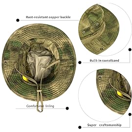 Sun Hats for Men Women Bucket Hat UPF 50+ Boonie Hat Foldable UV Protection Hiking Beach Fishing Summer Safari(1pack-Green Ruin)