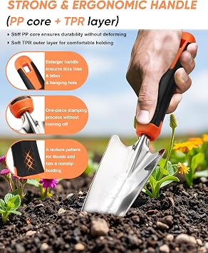 9-Piece Stainless Steel Garden Tools Set, HaSteeL Outdoors Gardening Hand Utensils Kit with Storage Bag, Rust Resistant, Heavy Duty, Gift for Women/Man/Gardeners