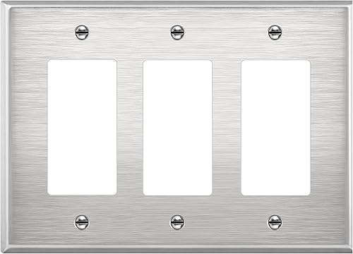 Miniatura 1 de ENERLITES Placa de pared de metal con interruptor decorativo triple, cubierta de salida de acero inoxidable, resistente a la corrosión, acero