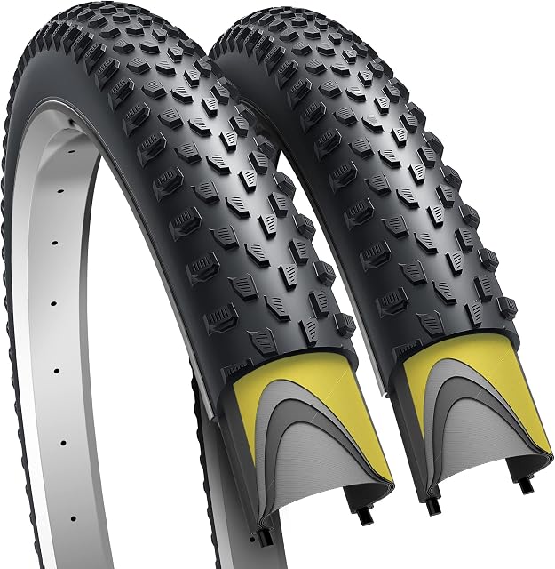 Fincci Pair 29x2.10 Foldable Bike Tyre 52-622 Gravel Tyre with 1mm Anti Puncture Proof Protection for MTB Mountain Hybrid Road Bike Bicycle with 29 x 2.10 Tyres (Pack of 2)