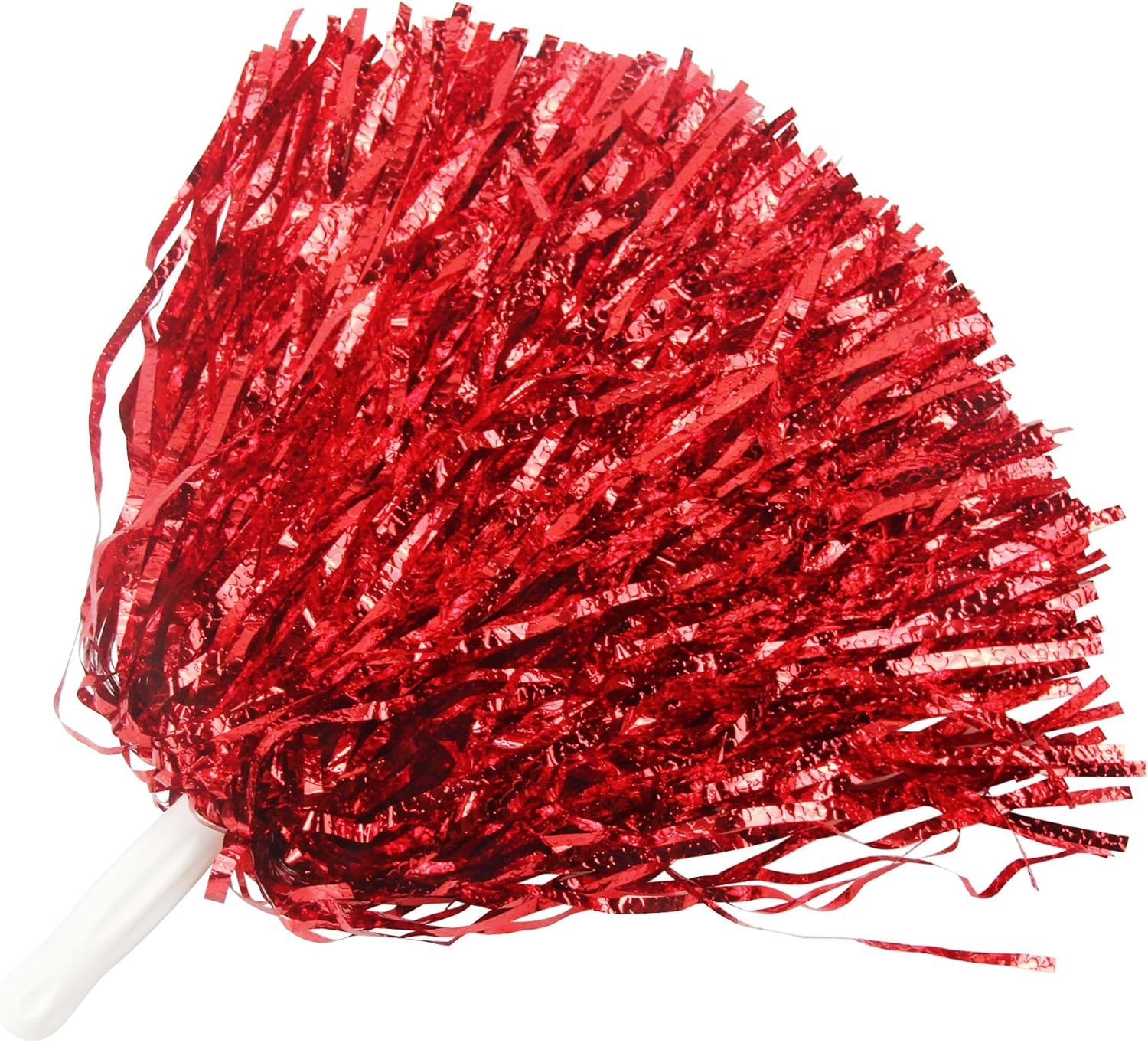 PRP Creation One Pair Metallic Cheerleader Pompoms Sports Dance Cheer Party Accessories Pom Poms Hand for Kids Adults Rooters,Cheering Squard,Cheering Team (Red)