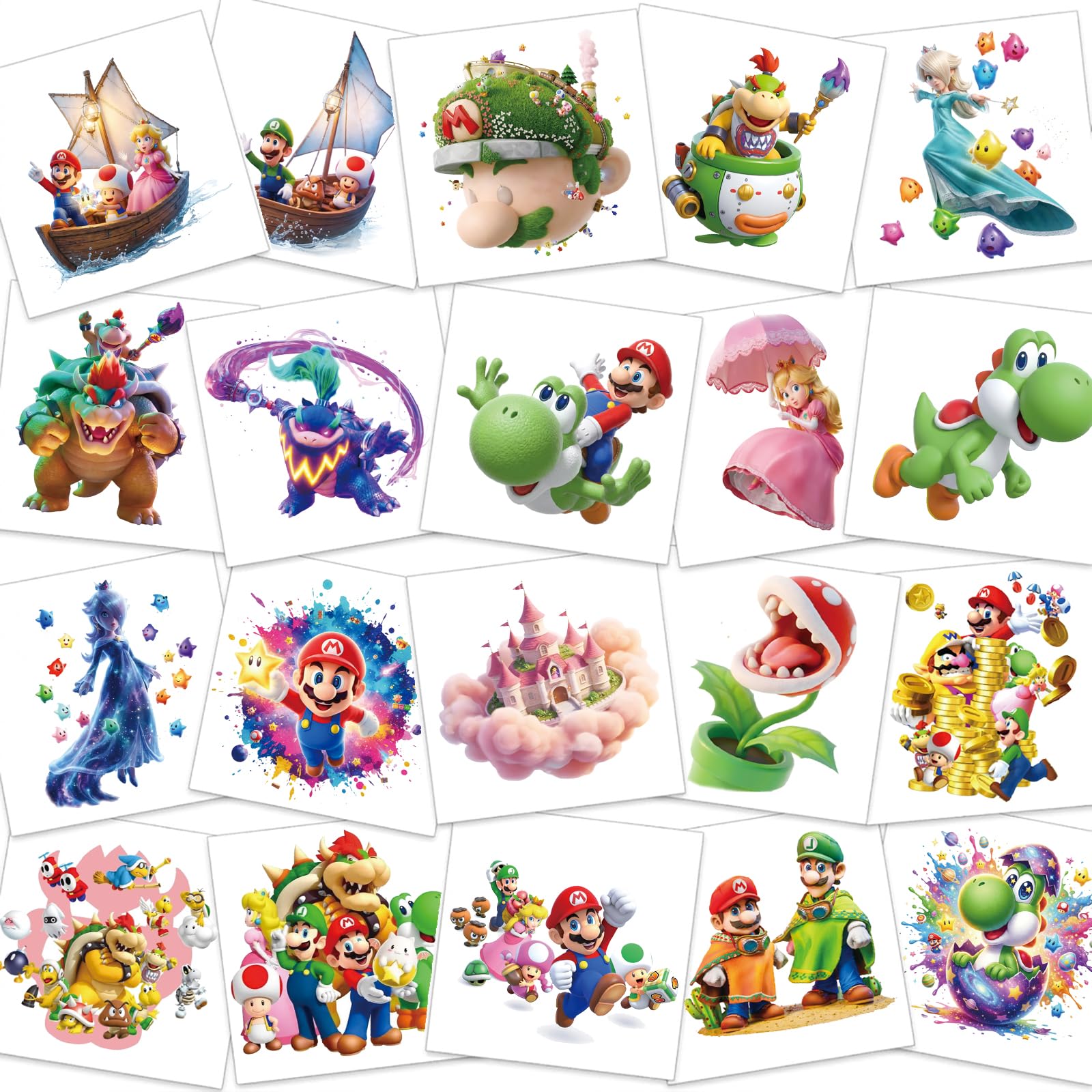 Cartoon Temporary Tattoos for Kids, 60 Pieces Non-Toxic Waterproof Tattoo Stickers, DIY Craft Arts, Birthday Party Supplies, Goodie Bag Fillers 1