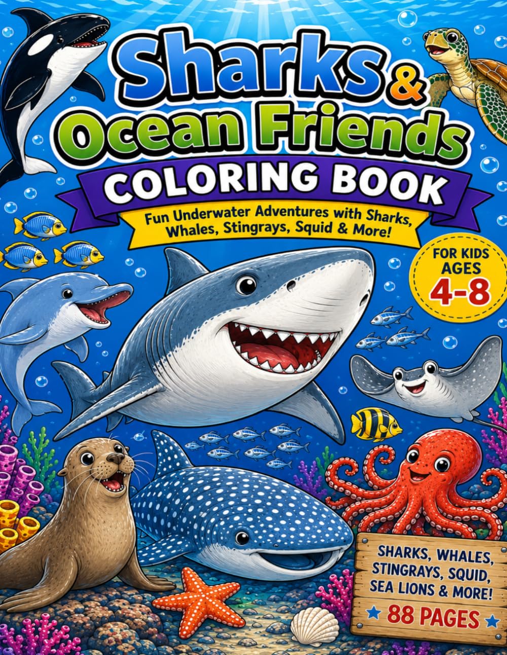 Sharks & Ocean Friends Coloring Book!