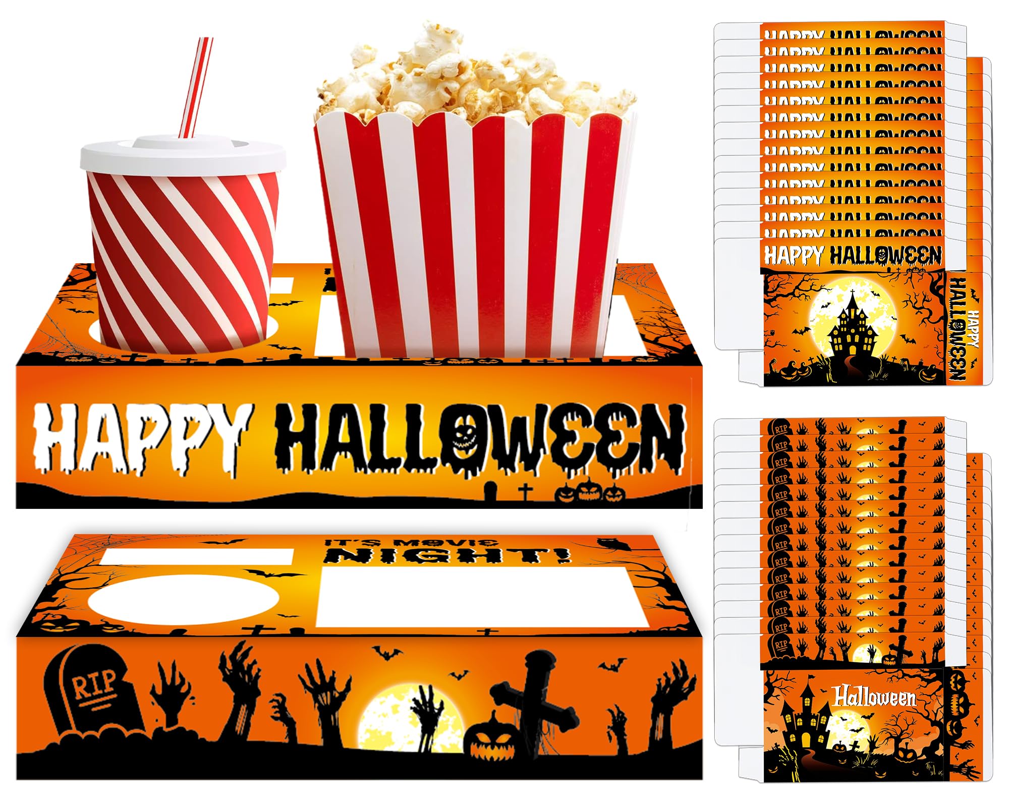 QOUBAI 32Pcs Halloween Party Supplies Movie Night Paper Snacks Boxes