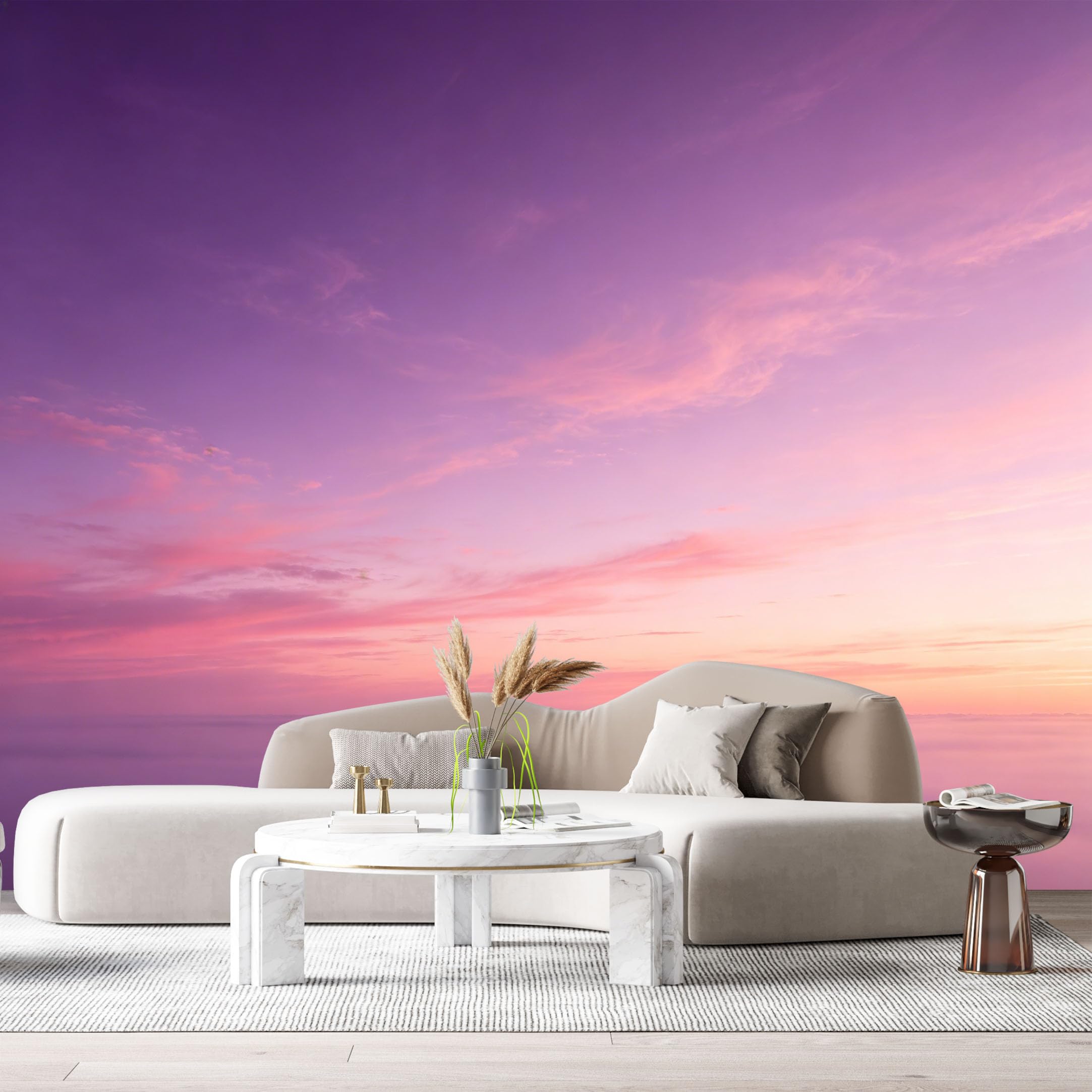 Custom Size Wall Murals Sunset Sky Landscape Watercolor Clouds Horizon SelfAdhesive Wall Fabric Removable Large Wallpaper for Photo Living Room