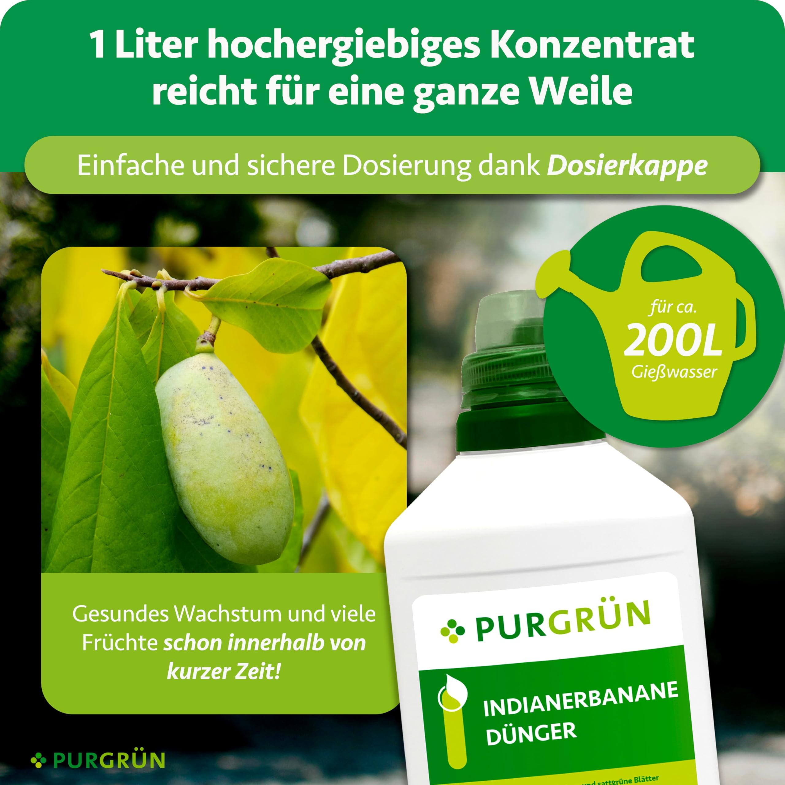 Indianerbanane-Dünger 1 Liter – Schnell wirksame mineralische Rezeptur – Premium-Flüssigdünger mit Spurennährstoffen – NPK 10+4+6 – Stärkt die Widerstandskraft – Für kräftiges Wachstum