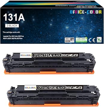 131A Black Toner Cartridge Replacement for HP 131A CF210A Works with HP LaserJet Pro 200 Color M251nw M251n M276n M276nw Printer 2 Pack