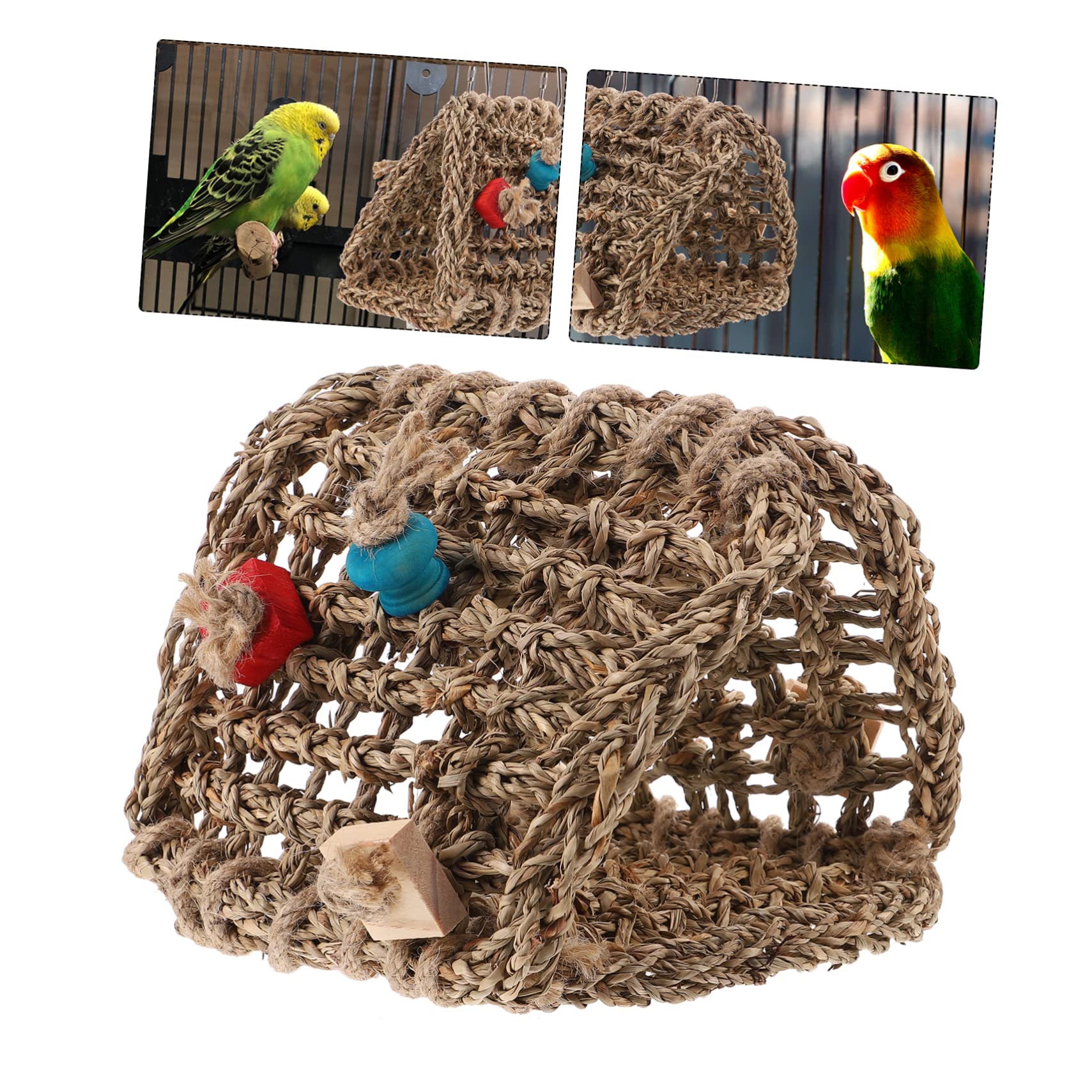 YARNOW Rattan Vogelhängematte zum Hängen Papageienschlafnest für Käfig Bequem zu Waschen Rustikales Vogelhaus als Vogelschaukel im Käfig Zufälliger Stil