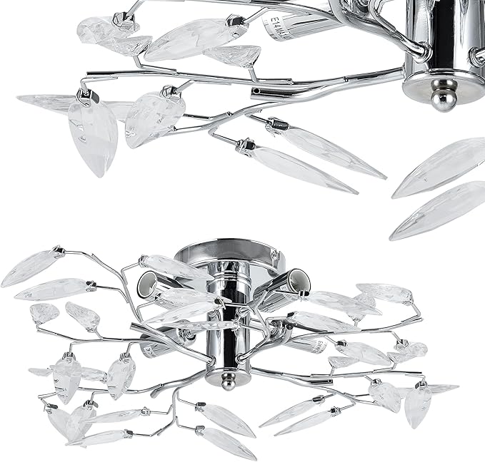 lux.pro Plafondlamp Kira met kristallen 15xØ47,5 cm chroom 4xE14