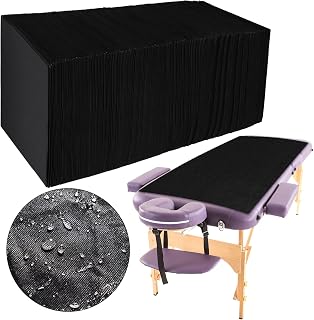Kinlop 100 Pieces 31.5 x 71 Inch Disposable Bed Sheets Non-Woven Spa Fabric Sheets Black Waterproof Oil Proof Bed Cover Massage Table Sheets for Travel Spa Tattoo Hotel Salon