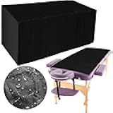 Kinlop 100 Pieces 31.5 x 71 Inch Disposable Bed Sheets Breathable Massage Table Cover Black Tattoo Drape Sheets Fabric Non-woven Bed Cover for Travel Spa Hotel Salon(Unperforated)