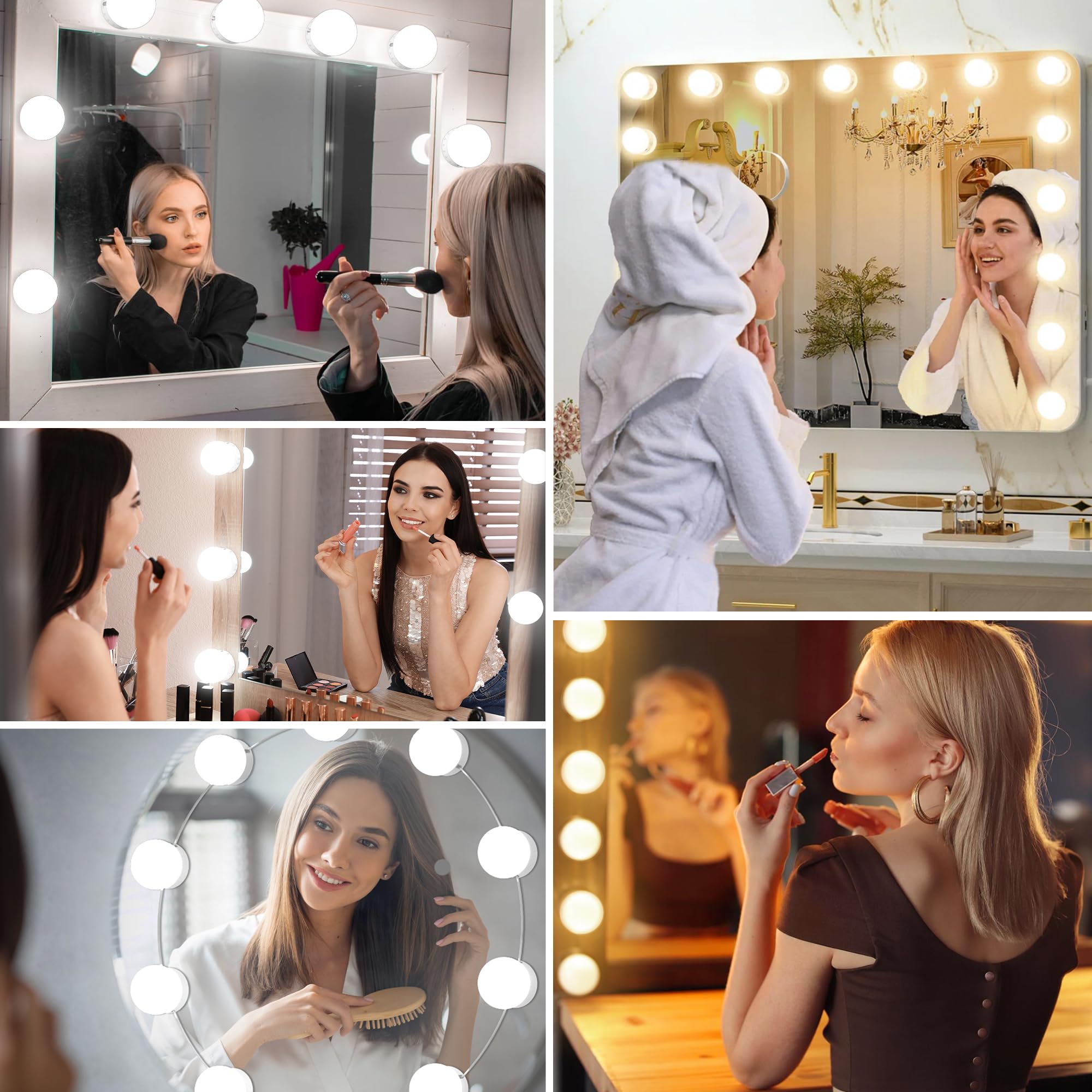 daphomeu LED Espejo Luz 3 Colores, Luz de Maquillaje Regulable, Lámpara de Tocador, Regalo de Cumpleaños para Mujeres, Lámpara de Espejo para Espejo Cosmético, Espejo de Baño