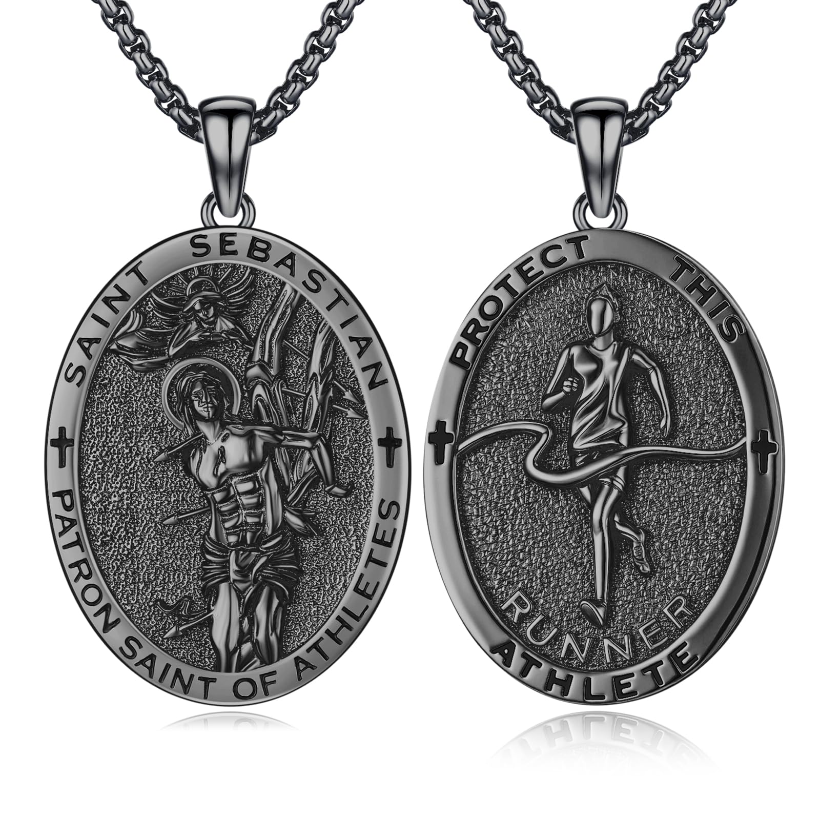 Silver/14K Gold Patron Saint Medal Amulet Necklace for Men Women