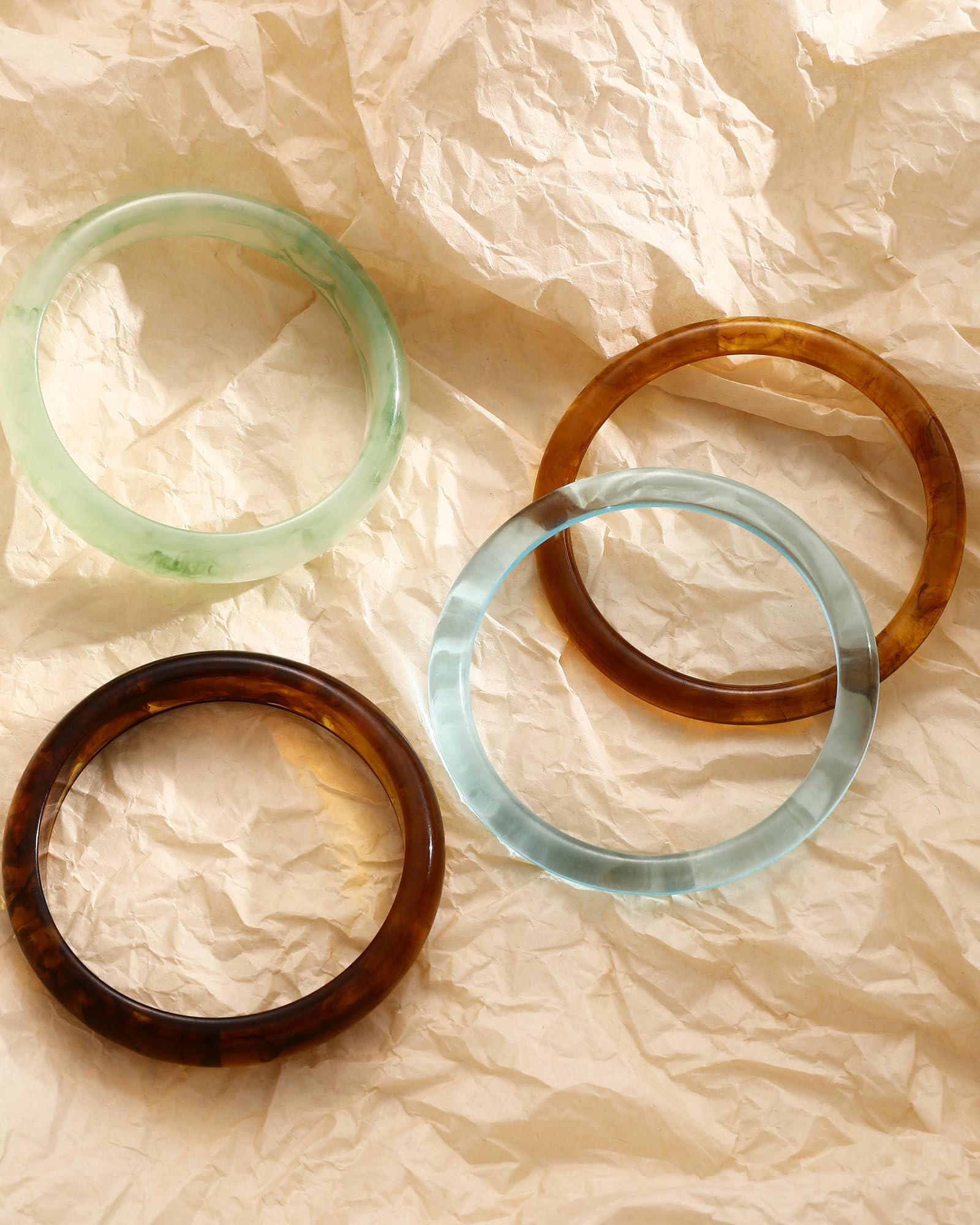 ÌF ME Acrylic Bangles Bohemian Bracelets for Women, Maillard Vintage Acrylic Resin Chunky Bangles Bracelets Fashions Thick Statement bangle Set view 8
