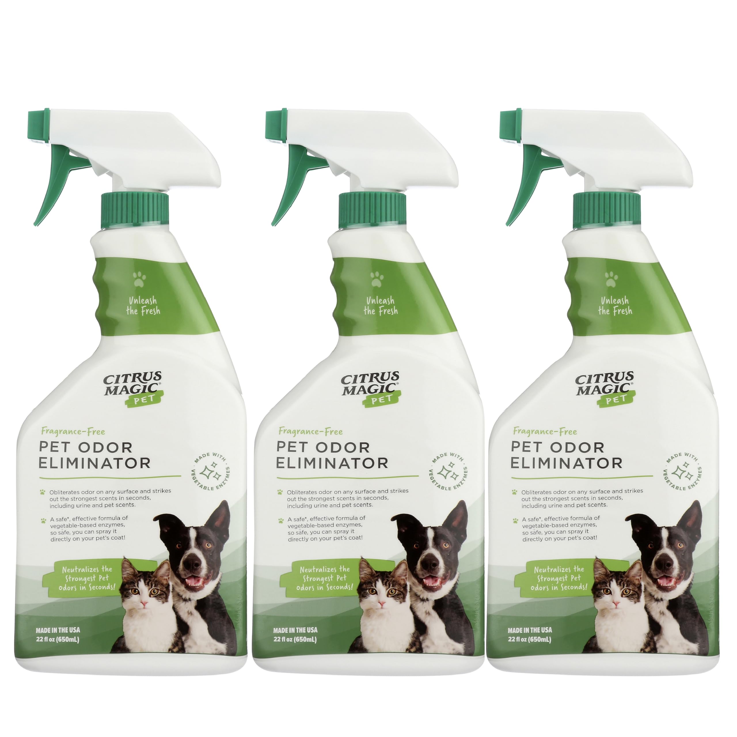 Citrus Magic Pet - Eliminador de Manchas y olores, Pack de 3, 22 onzas Cada uno