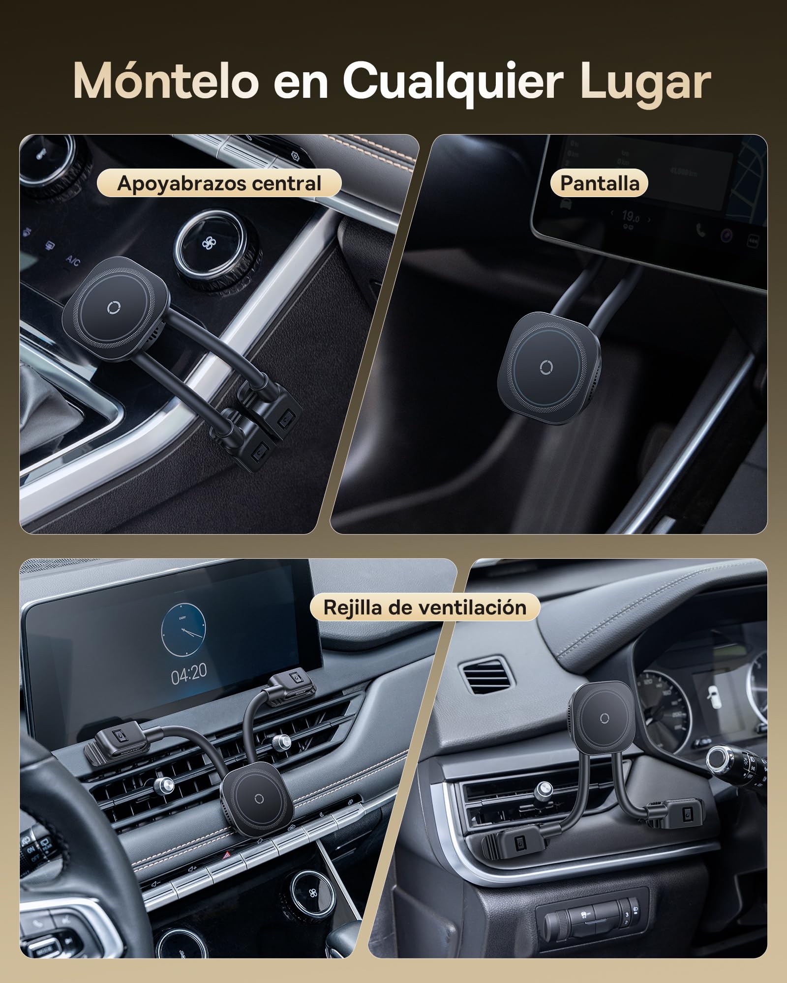 Baseus 15W C03s Pro Cargador Inalambrico Coche con MagSafe, Carga Rápida Soporte Teléfono Coche Magnético, Soporte Móvil Coche Universal, Compatible con iPhone, Samsung, Smartphone