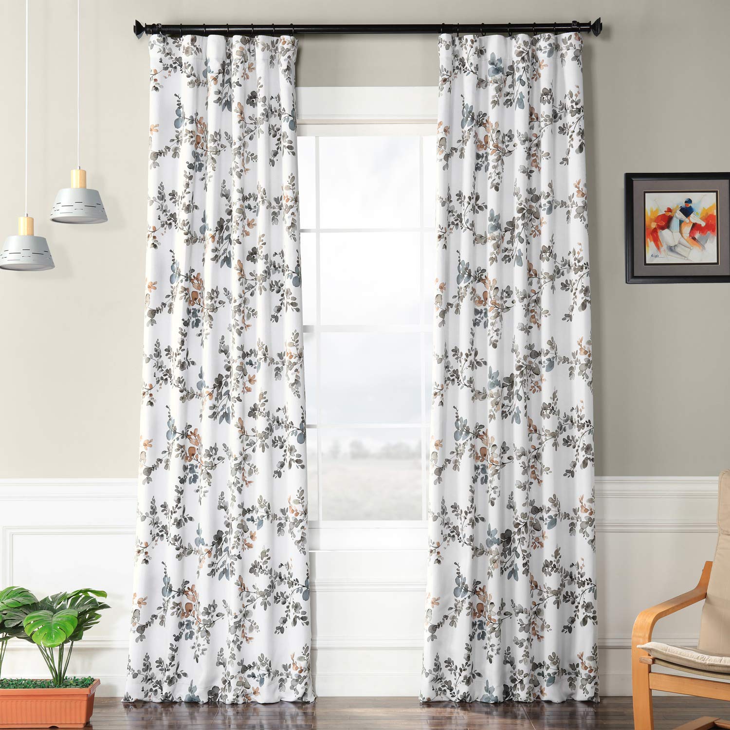 HPD Half Price Drapes Blackout Room Darkening Curtain (1 Panel), Polyester Blend, Antique Elm, 50 X 84