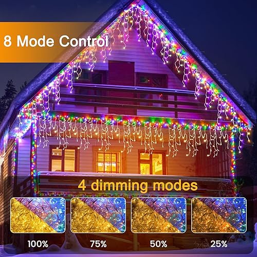 Miniatura 5 de Guirnalda de luces de Navidad para exteriores, 99 pies, 1280 LED, 8 modos con control remoto y aplicación, luces de Navidad impermeables para patio,