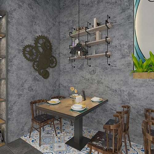 Miniatura 3 de Papel tapiz de hormigón azul extra ancho de gran tamaño para despegar y pegar, papel de pared de cemento industrial, vinilo gris grueso mate de 48 x