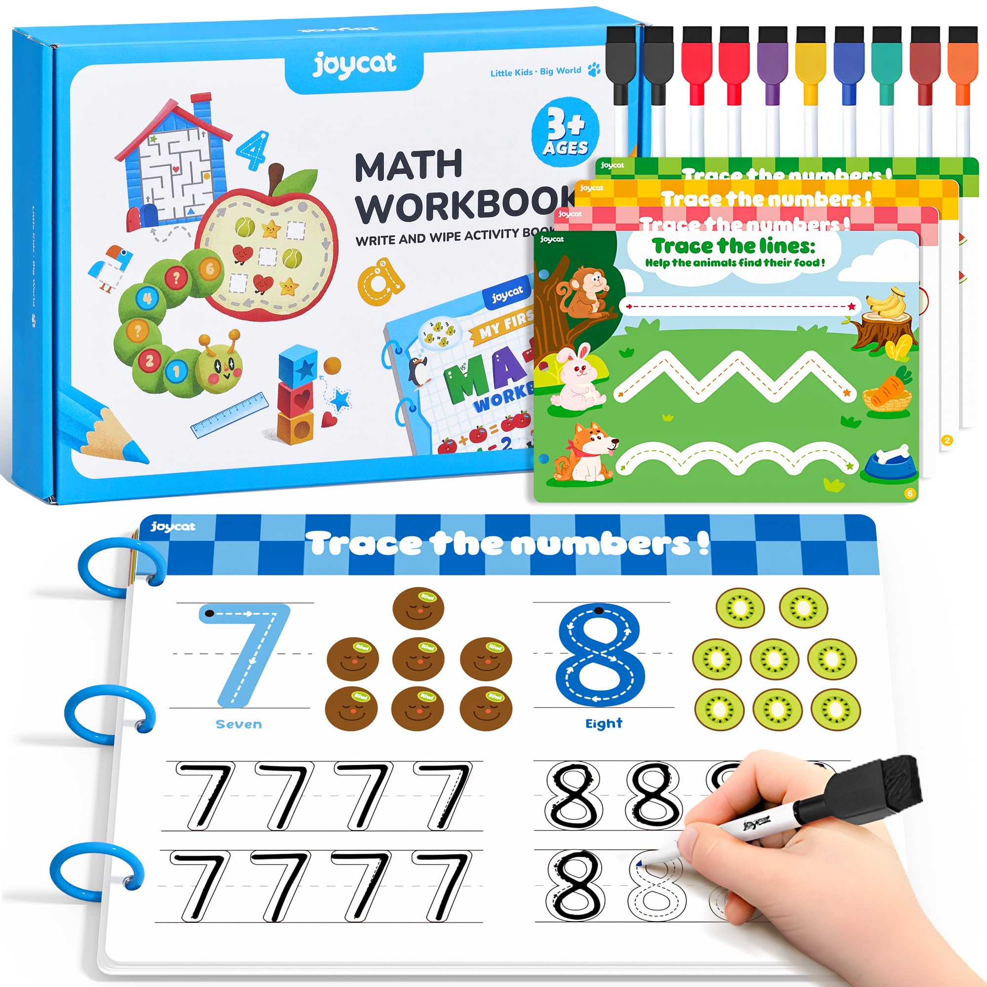 JoyCat Math Busy Book for Toddlers Reusable Preschool Workbook for Ages 3–8