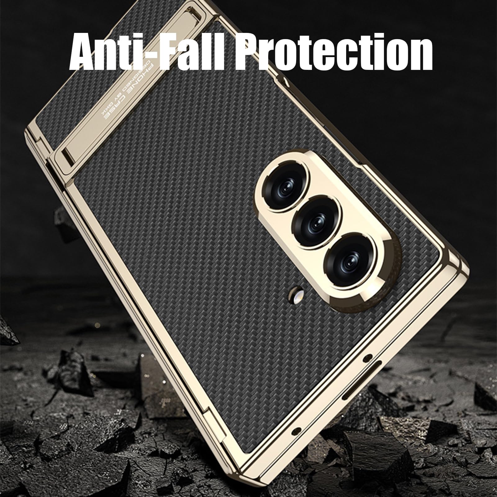 Custodia Placcata For Samsung Galaxy Z Fold 8, Custodia Antiurto For Obiettivo, Custodia In Pelle, Custodia Protettiva For Schermo Con Cerniera A Ventosa(Black)