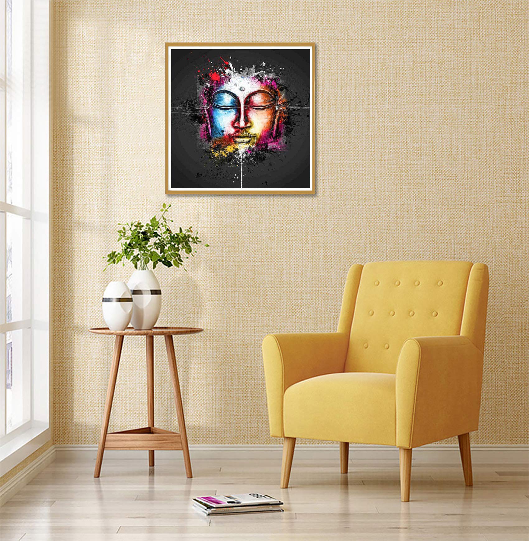 Reofrey Diamond Painting 5D Diamant Peinture Peinture à L'huile Salle De Bain DIY Cristal Strass Peinture Plein Forage Broderie Artisanat Point De Croix Chambre Salon Décoration Murale 35x35cm