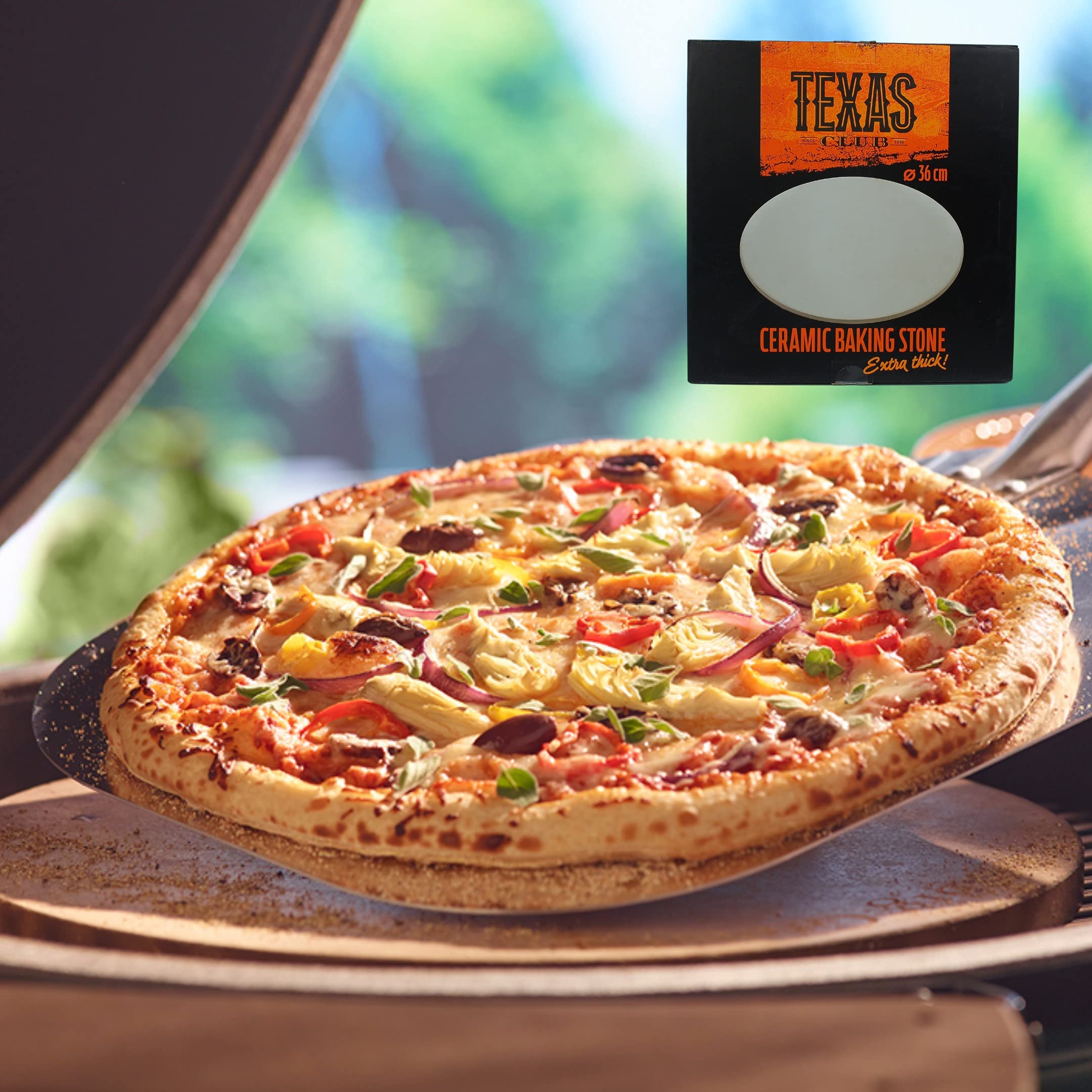 TEXAS CLUB Pierre à pâtisserie Ø 36cm pour four et gril, pierre à pizza, pierre à pâtisserie en céramique
