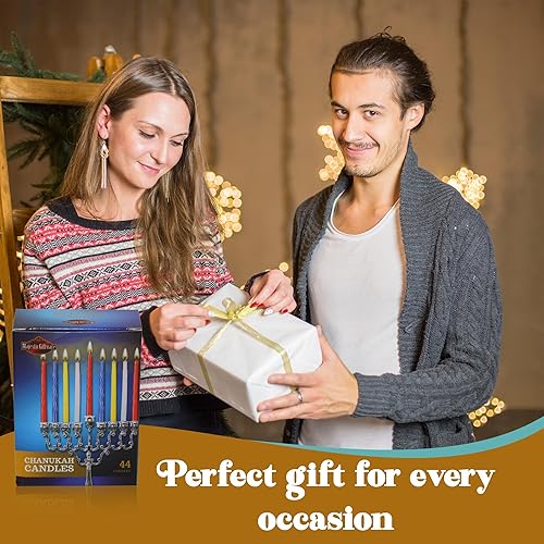 Miniatura 28 de Majestic Giftware CP-BLWT - Velas de Hanukkah - 45 velas de Janucá hechas a mano sin goteo de 5 pulgadas para las 8 noches de Hanukkah Cera