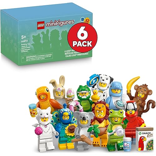 LEGO Minifigures Animal Series 28 6 Pack - Kids Toys in Sealed Mystery Boxes - Animal Themed Figures to Collect - Birthday Party Favors & Gift Idea for Boys & Girls, Ages 5+ - 66813