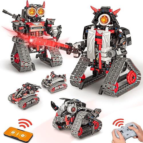 Miniatura 1 de Kit de construcción de robot STEM RC 5 en 1, aplicación y control remoto, bloques samuráininja, 419 piezas, juego de erectores de juguete RC para