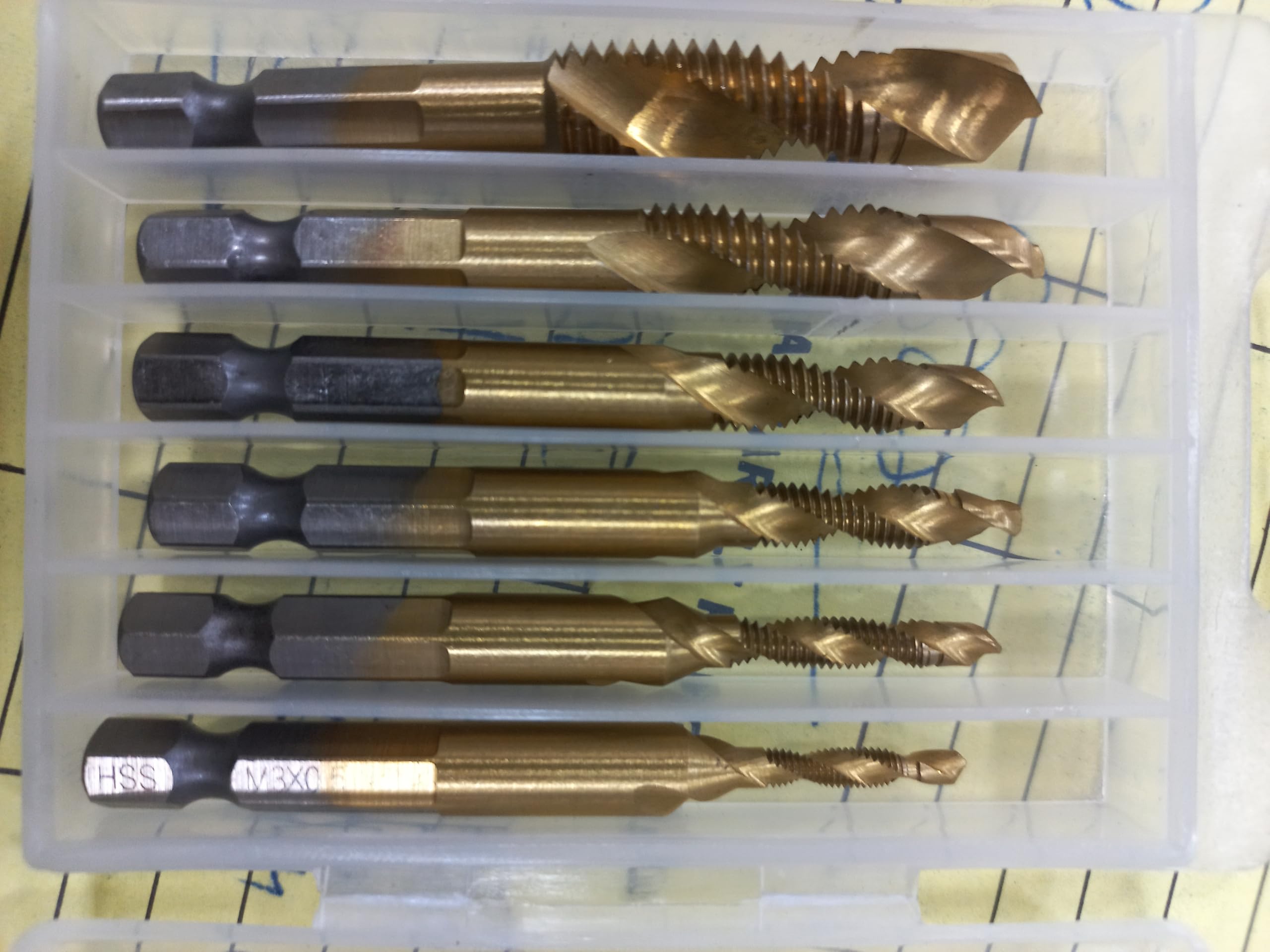 Titanium-Coated Drill Tap Set, 6 Pieces, 3-10mm Sizes, 1/4 Inch Hex Drive-image-9
