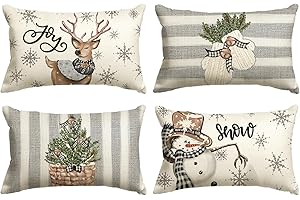 Christmas Lumbar Pillow Covers 12x20 Outdoor, AVOIN colorlife Xmas Throw Pillowcases for Sofa Couch