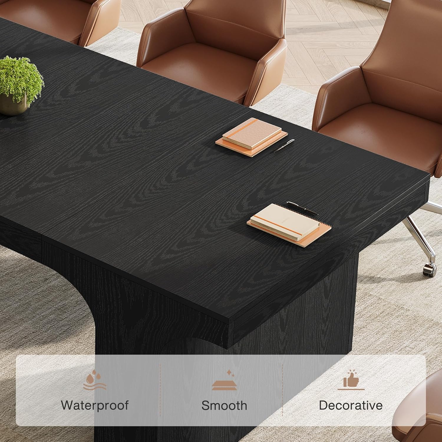 Tribesigns 70.87" W x 31.5" D Executive Conference Table for 6-8, Large Office Meeting Table, Simple Computer Writing Desk Workstation for Meeting Room, Boardroom, Black