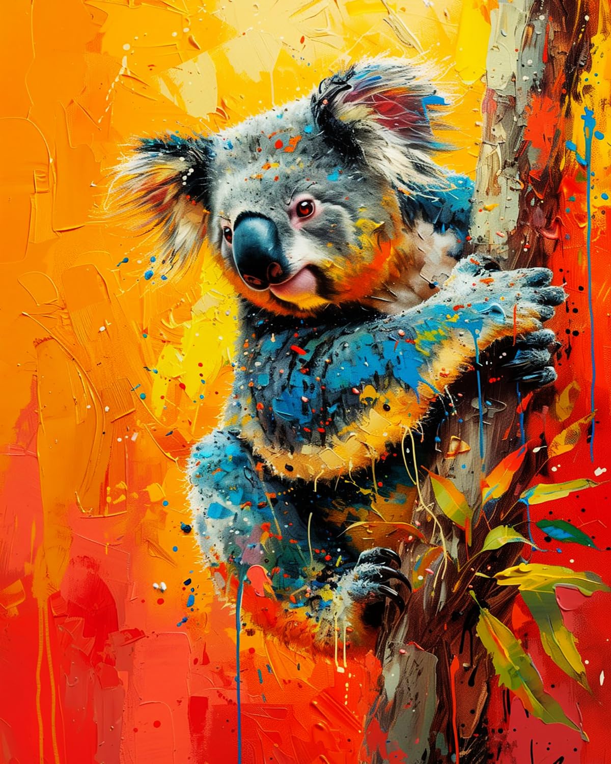 LIUBAISHI Paint by Numbers for Adults, Koala, 40x50 cm, Acrylic on Canvas, with 3 Brushes
