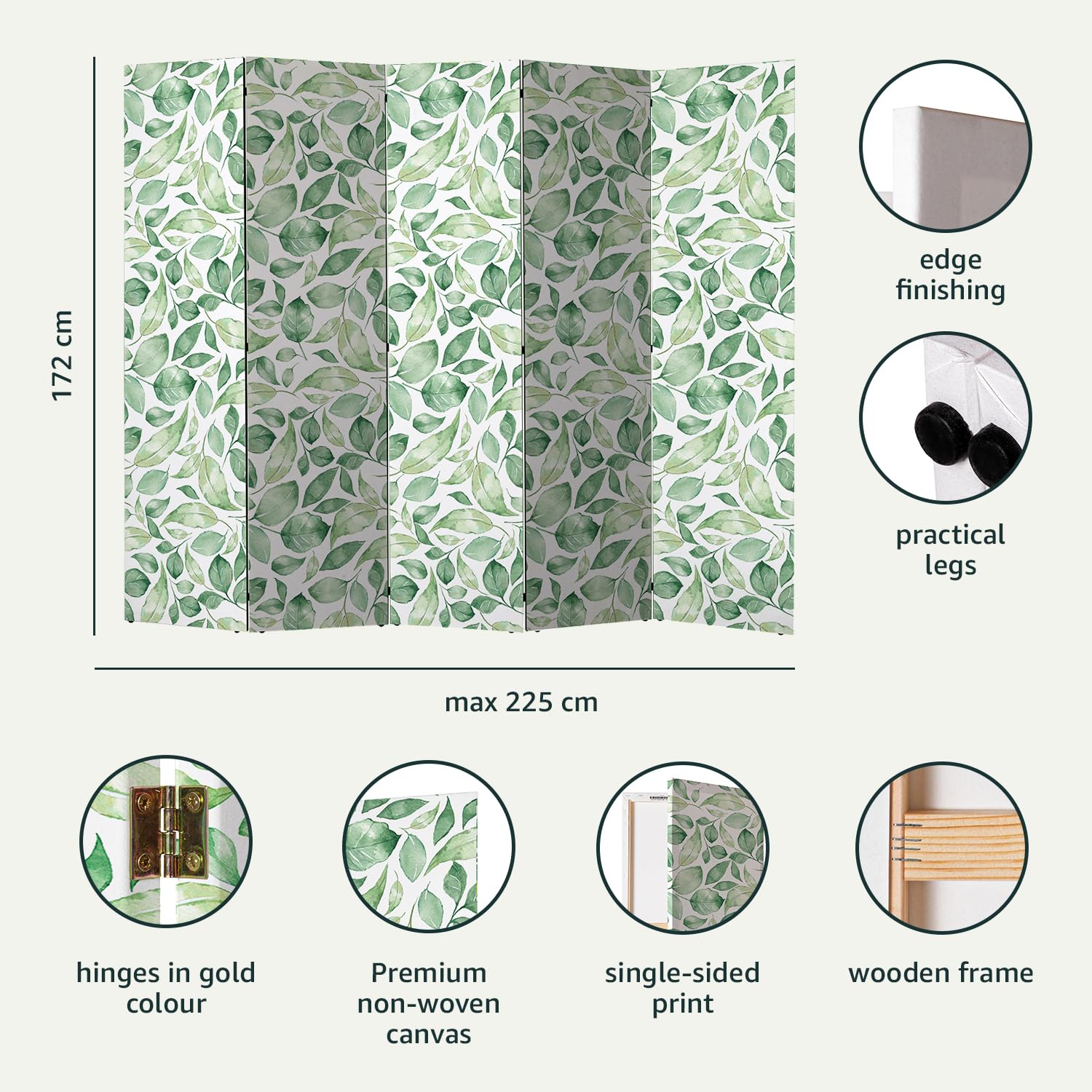 Paravent 5 Volets Panneaux Cloison Séparateur De Pièce Toile Intissé Pliable Recto Verso Paysage Automne 225x172 Cm 11 0010427 86555734