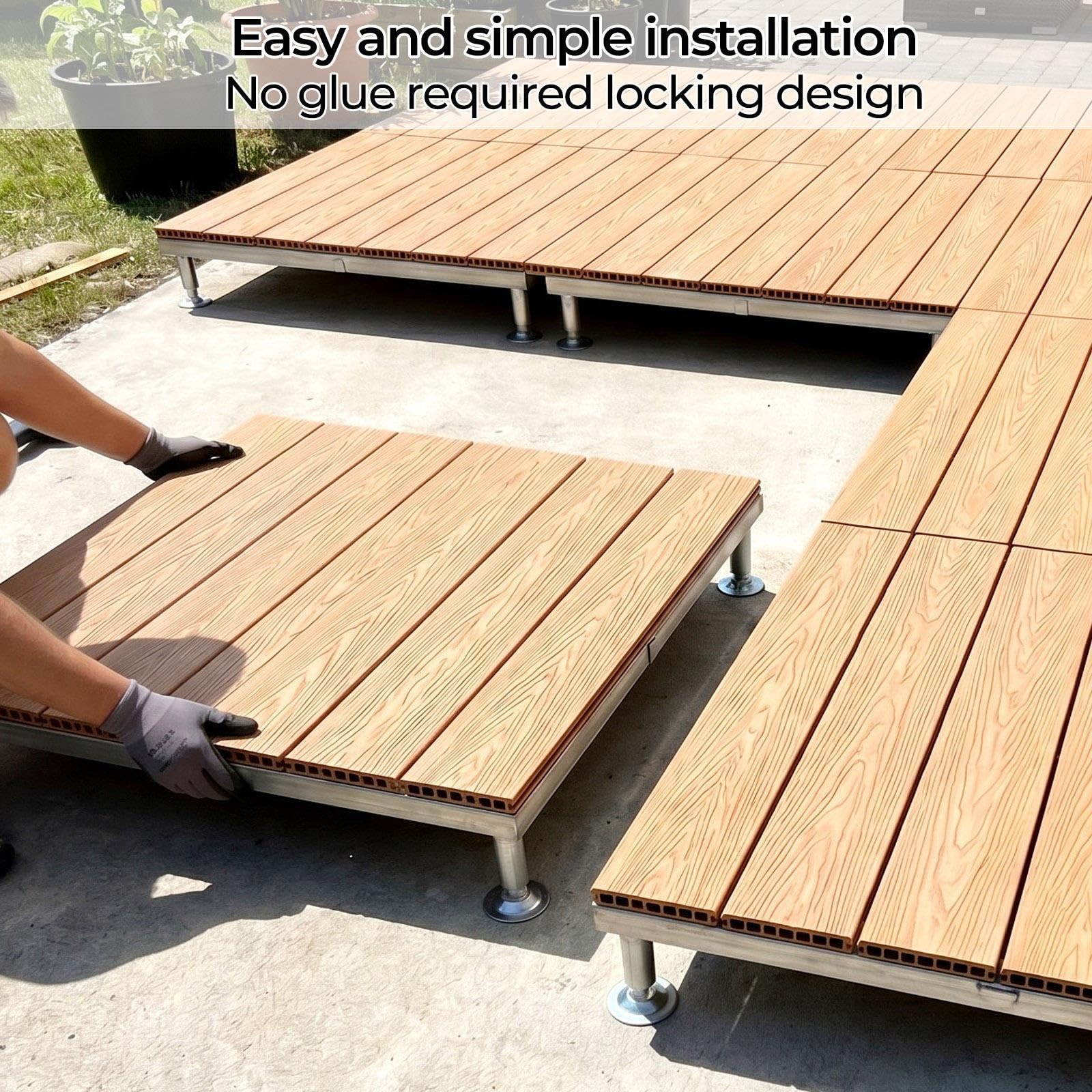 Baldosas compuestas para terraza, baldosas entrelazadas para patio (1mx1m)