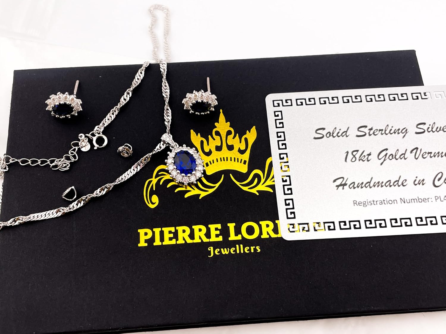 2ct Luxury Handmade Fine Jewelry Genuine Sapphire Blue Diamond Necklaces Earrings Princess Diana Sapphire Pendant Stud Earrings 18k White Gold Silver Jewelry September Birthstone Sapphire Birthday - Image 5