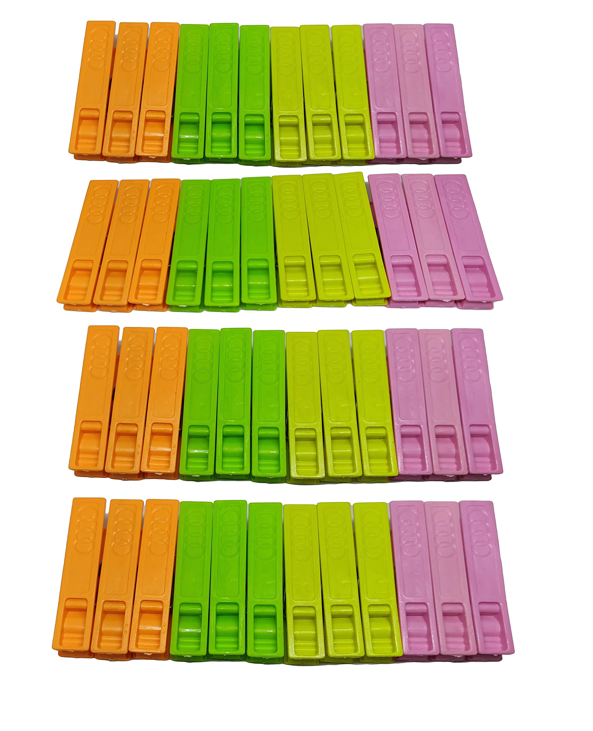 10cr Cloth Hanging Clips with Heavy Steel Grip Set of 48 Pieces (4 Dozen) with Container (Multicolour)