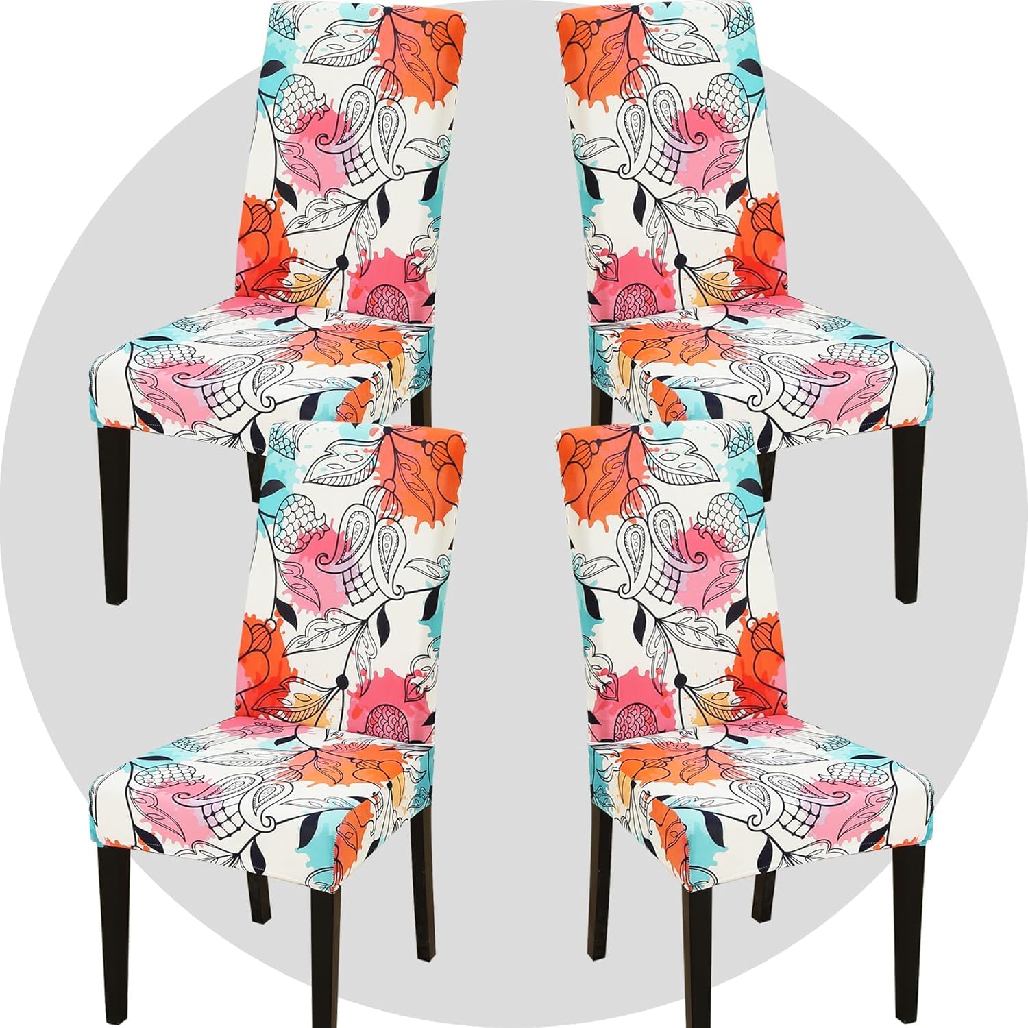 NDMMSO Dining Room Chair Covers Set of 4 Super Fit Stretch Removable Washable Dining Chair Protector Cover Seat Slipcover for Hotel Dining Room