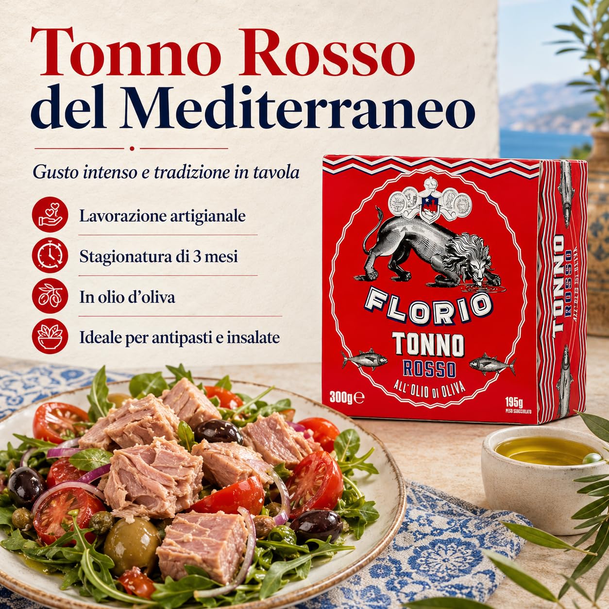 Tonno Rosso del Mediterraneo in Olio di Oliva | Florio, Sicilia | 2 x 300g