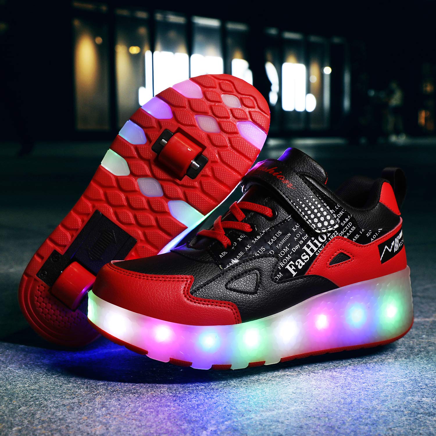 Unisex Scarpe da LED Luce Singolo Doppia Ruota Skateboard Sportive con Rotelle Automatiche Ruota Outdoor Multisport Ginnastica Running Sneaker USB Ricaricabile