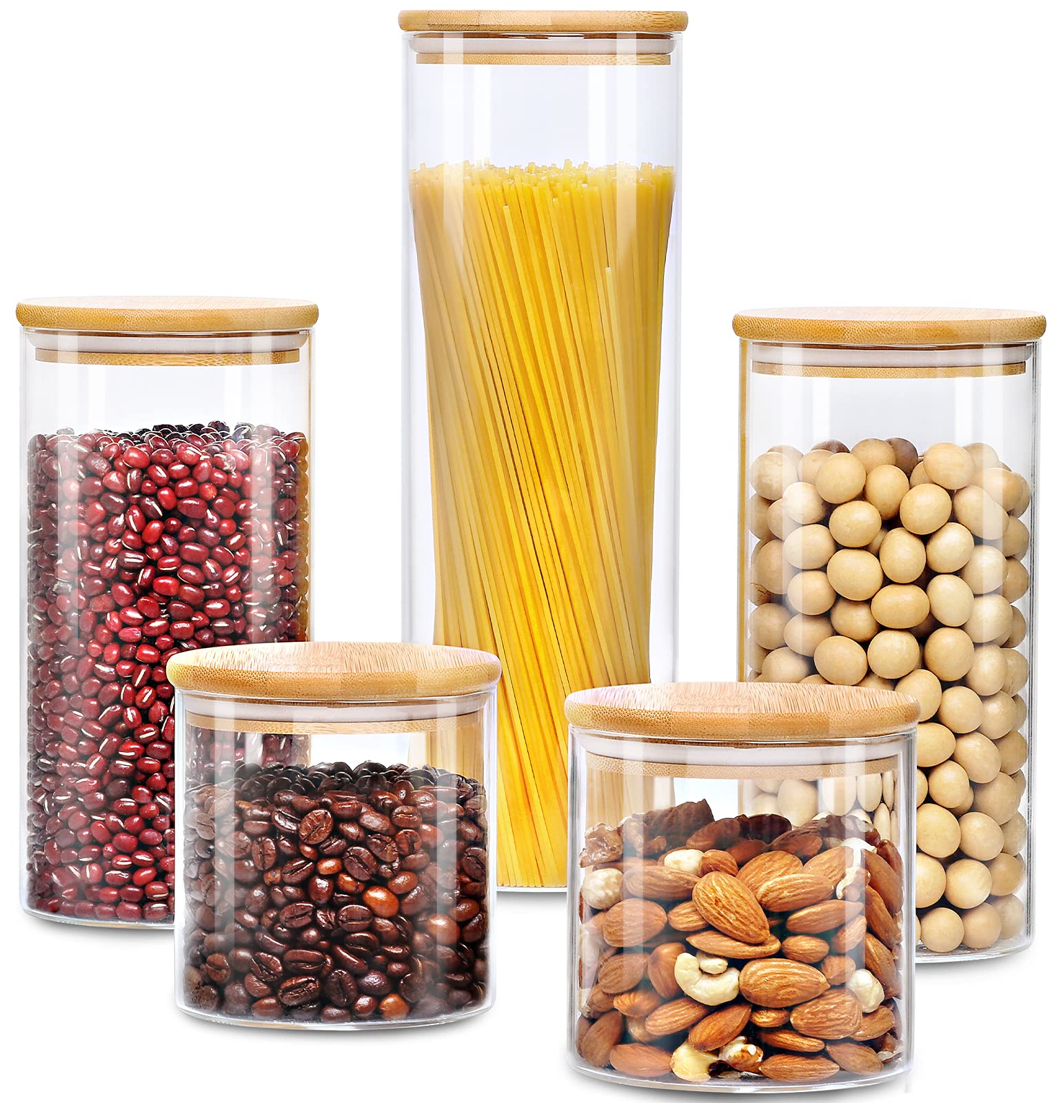 Buy AIKWI Glass Food Storage Jars Set of 5, Airtight Glass Kitchen