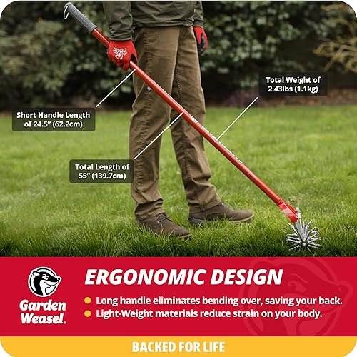 Miniatura 5 de Garden Weasel Cultivador Rotativo y Labrador Manual - 2 en 1  Aireación, Desmalezado, Cultivo, Plantación, Resembrado  Herramienta de Jardín para
