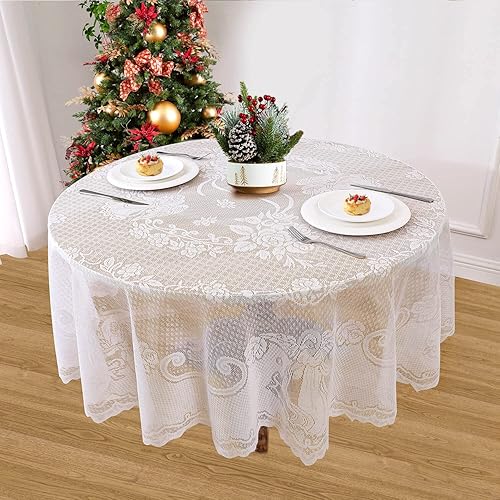 WUBODTI. Manteles rectangulares de encaje con diseño de copo de nieve, color blanco para bodas, fiestas de bebé, banquetes, mesita de noche,