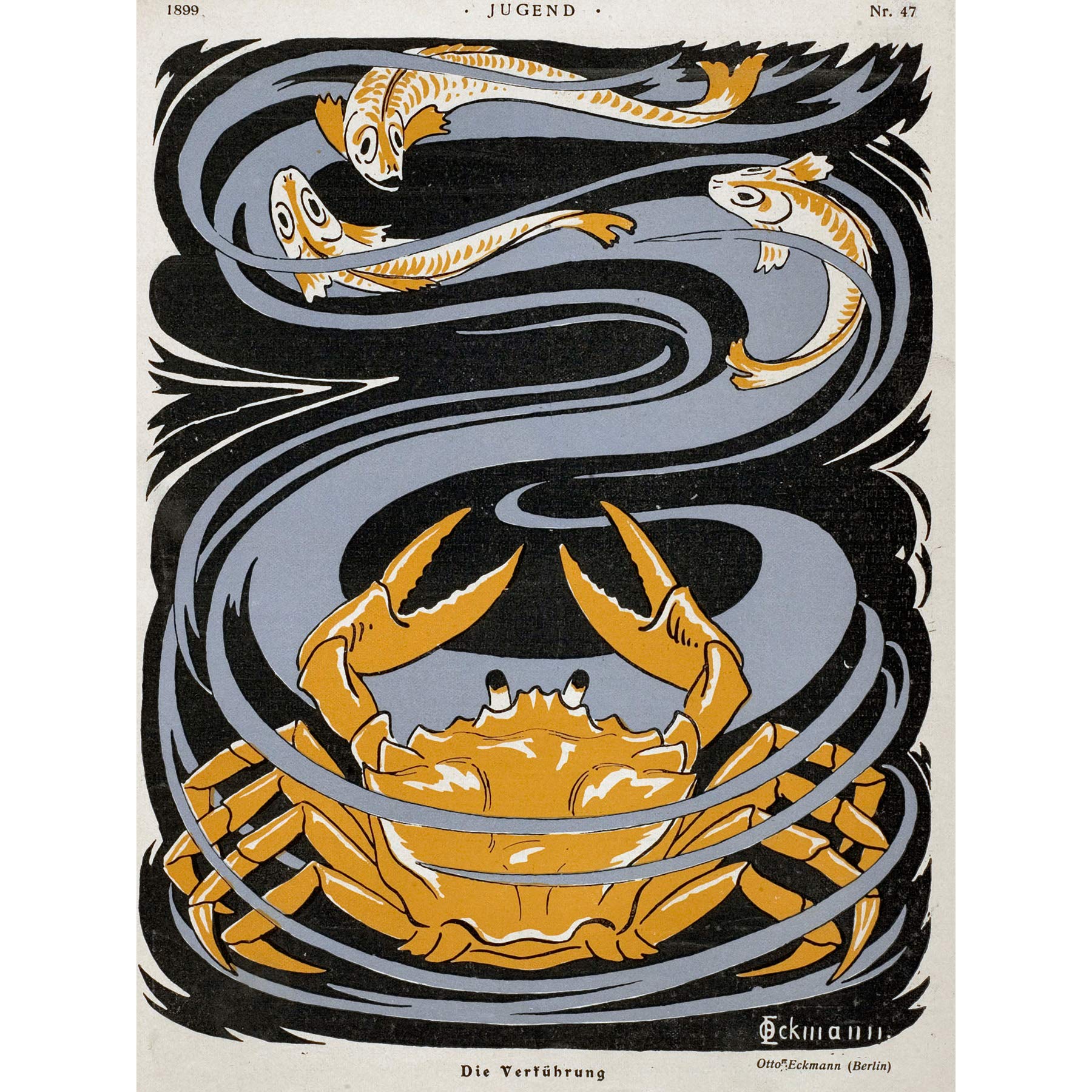 Wee Blue Coo Magazine Cover Jugend Crab Fish Large Wall Art Poster Print Thick Paper 18X24 Inch