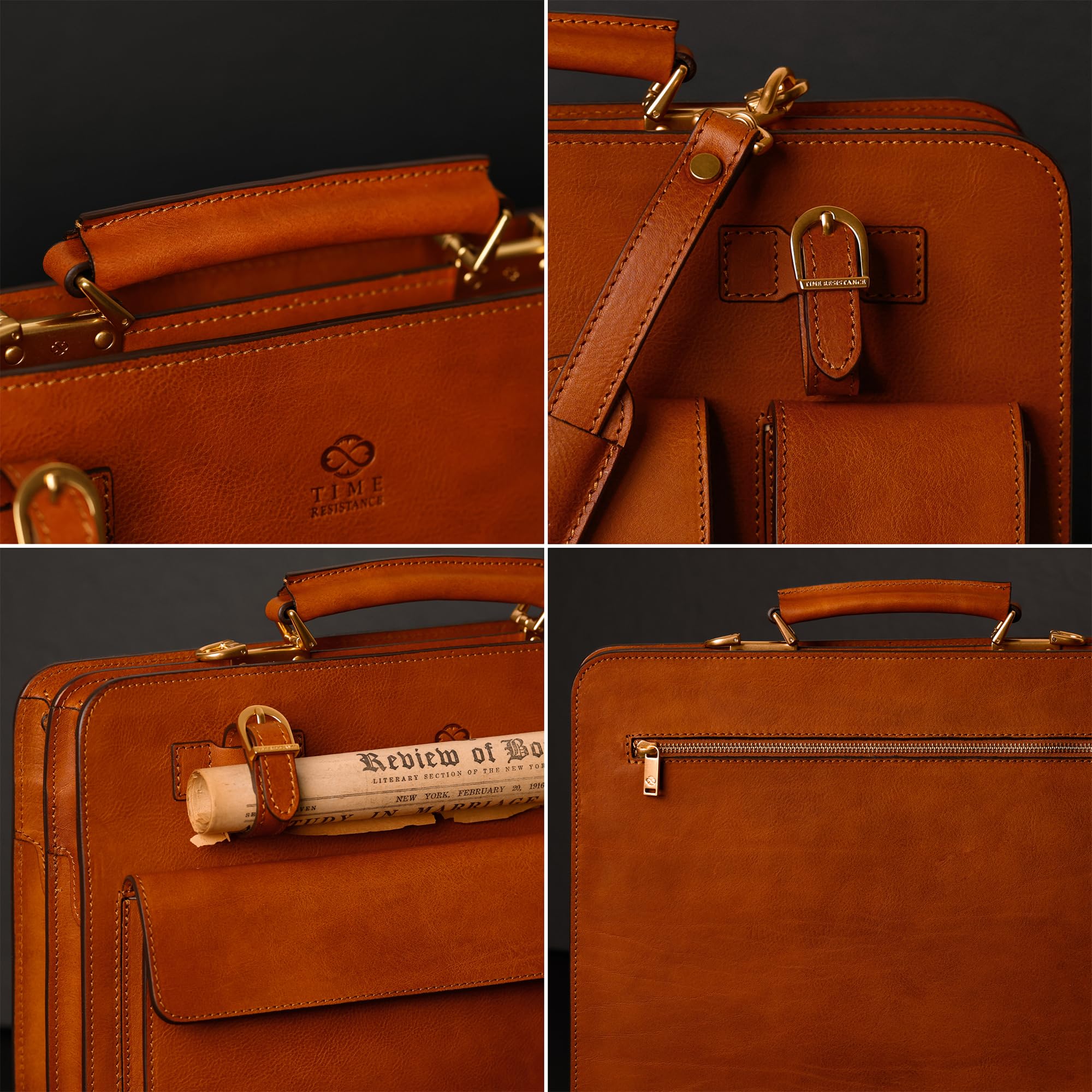 Time Resistance Cartella In Pelle - Borsa In Pelle Di Classe Per Uomo - Cartella Da Lavoro - Cartella Vintage